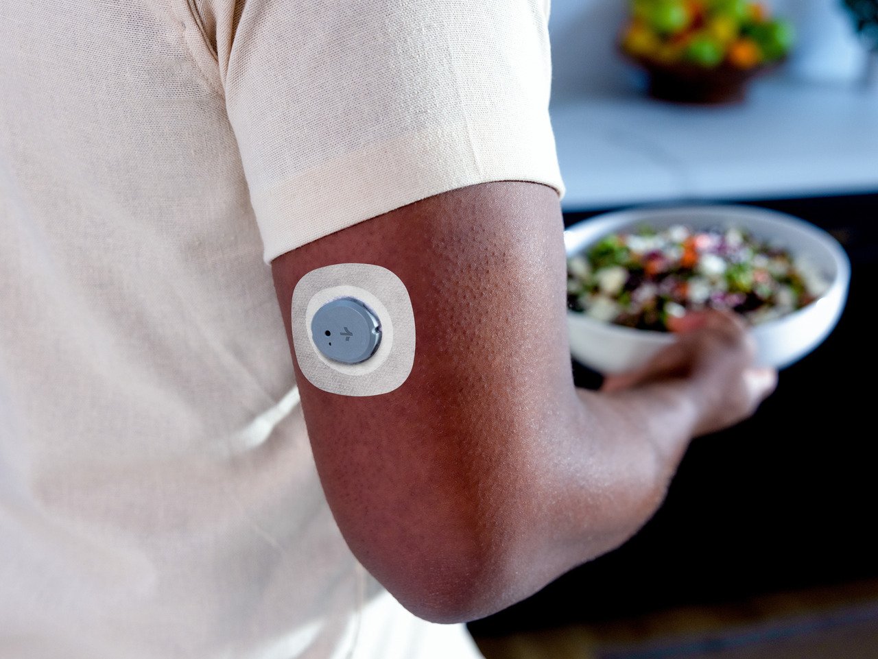 Dexcom Stelo sensor on upper arm