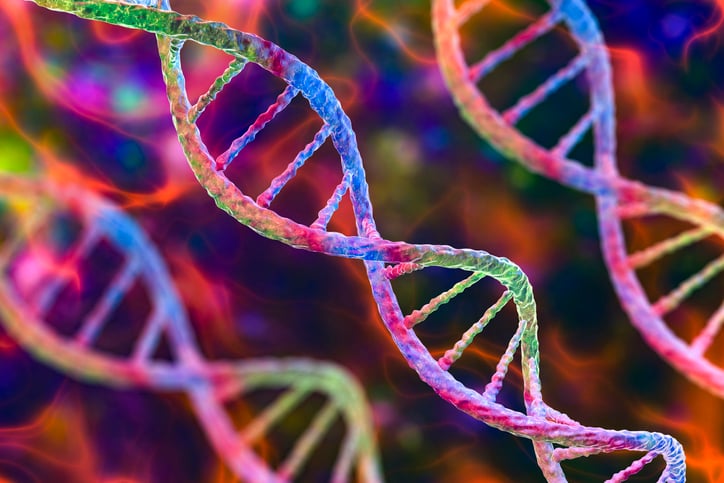 Rainbow colored molecules of DNA